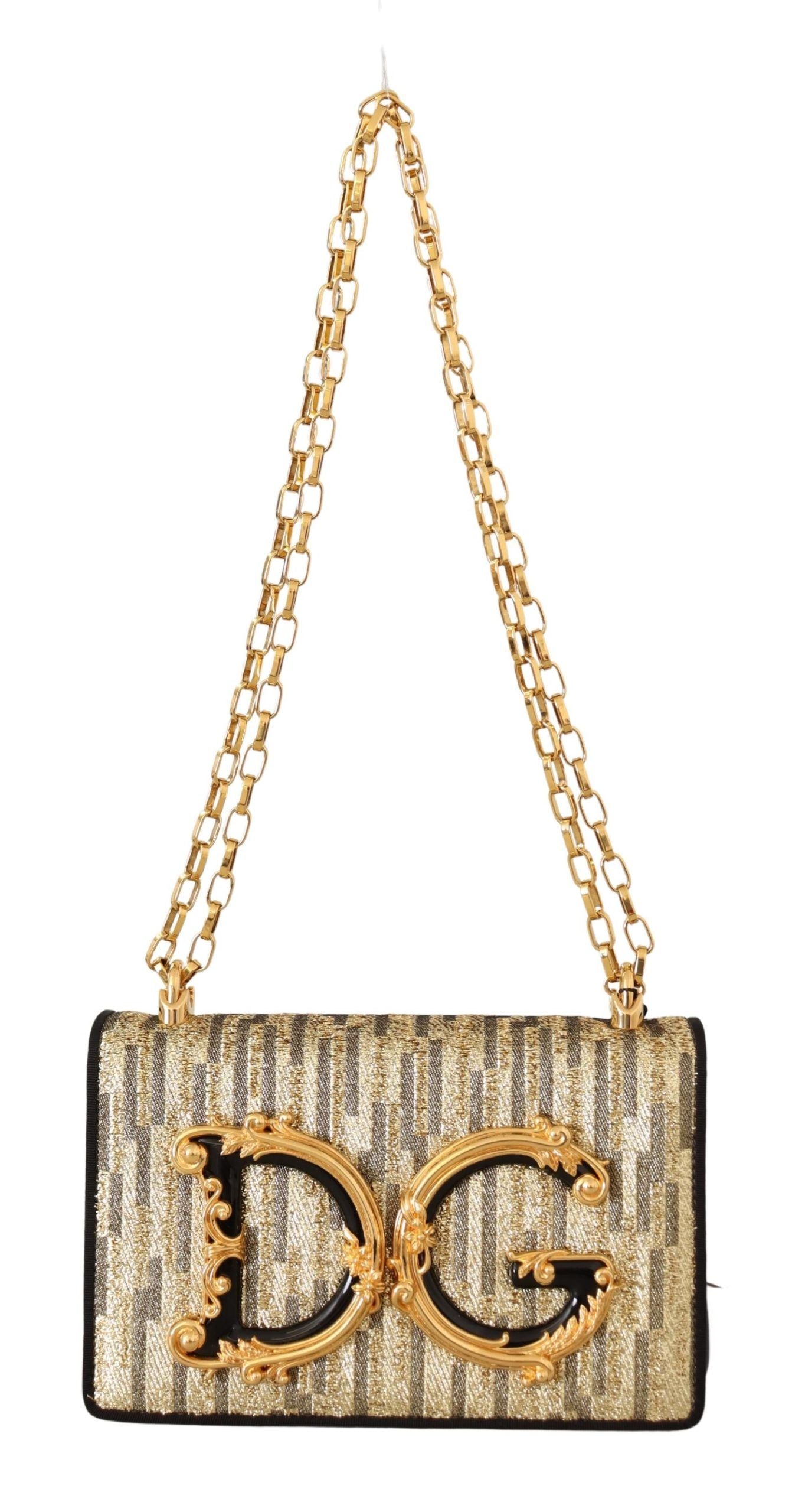 Dolce & Gabbana Elegant Gold & Black Evening Clutch