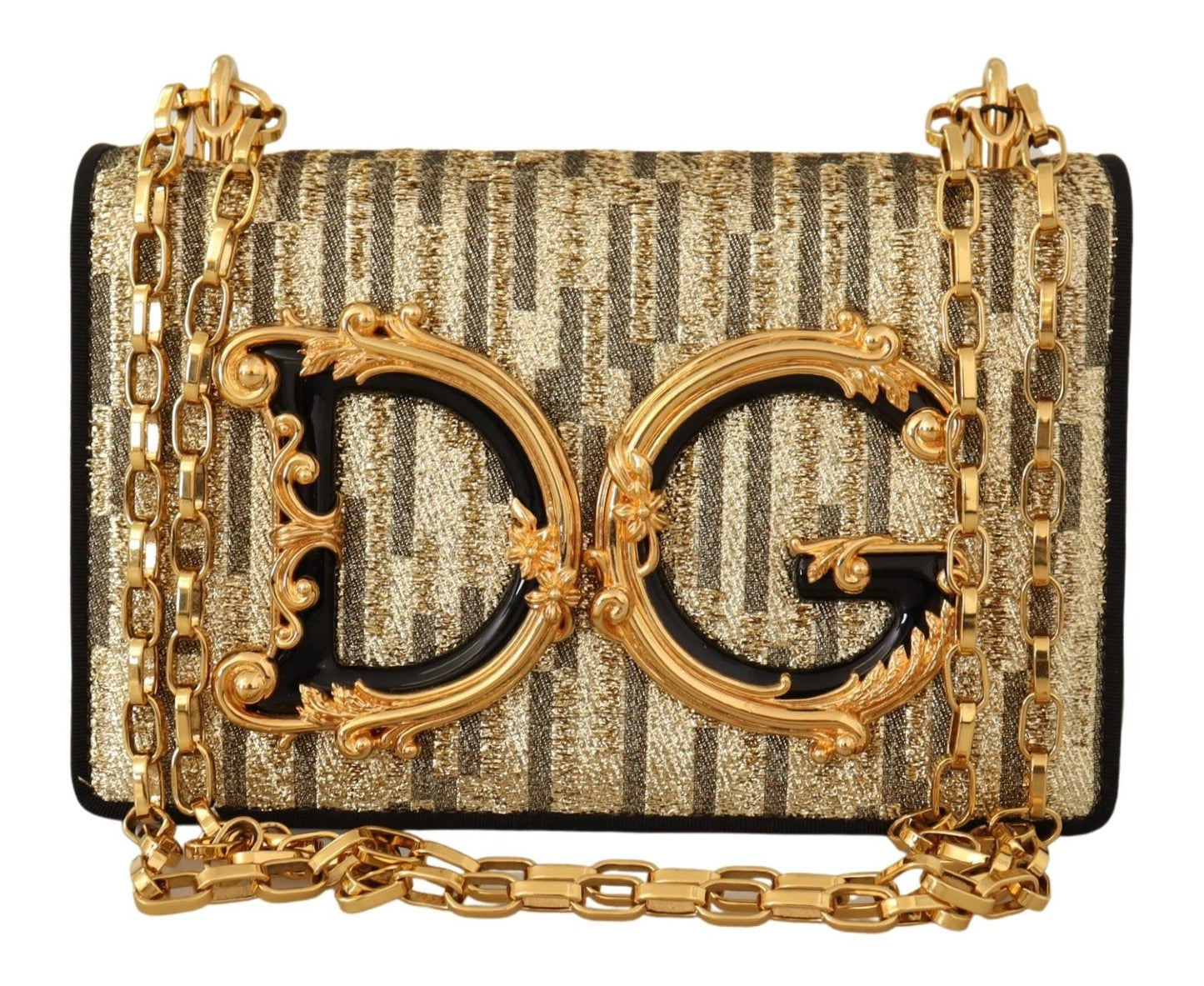 Dolce & Gabbana Elegant Gold & Black Evening Clutch