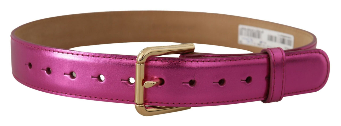 Dolce & Gabbana Chic Pink Leather Logo Buckle Belt