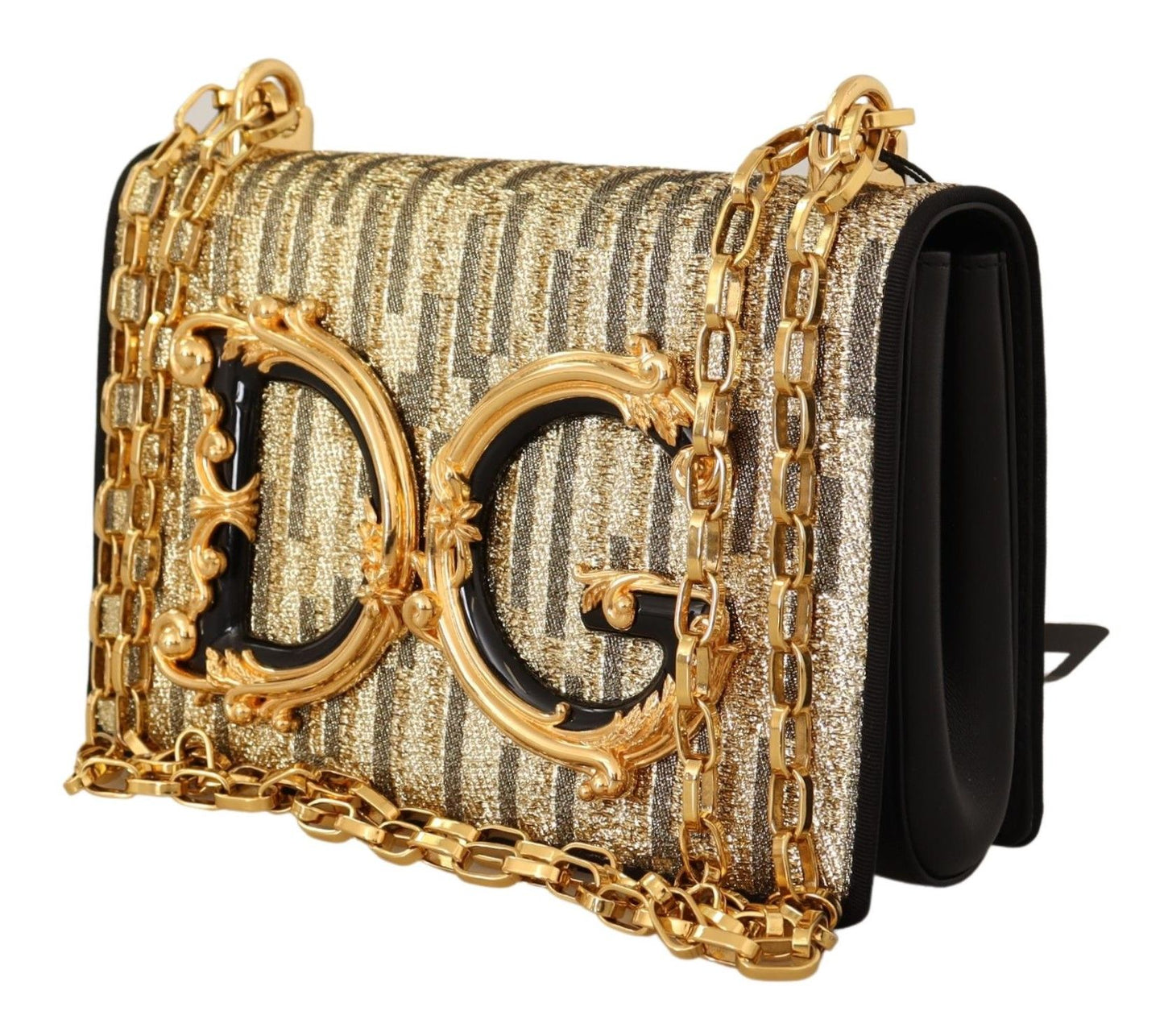 Dolce & Gabbana Elegant Gold & Black Evening Clutch