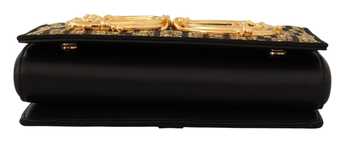 Dolce & Gabbana Elegant Gold & Black Evening Clutch