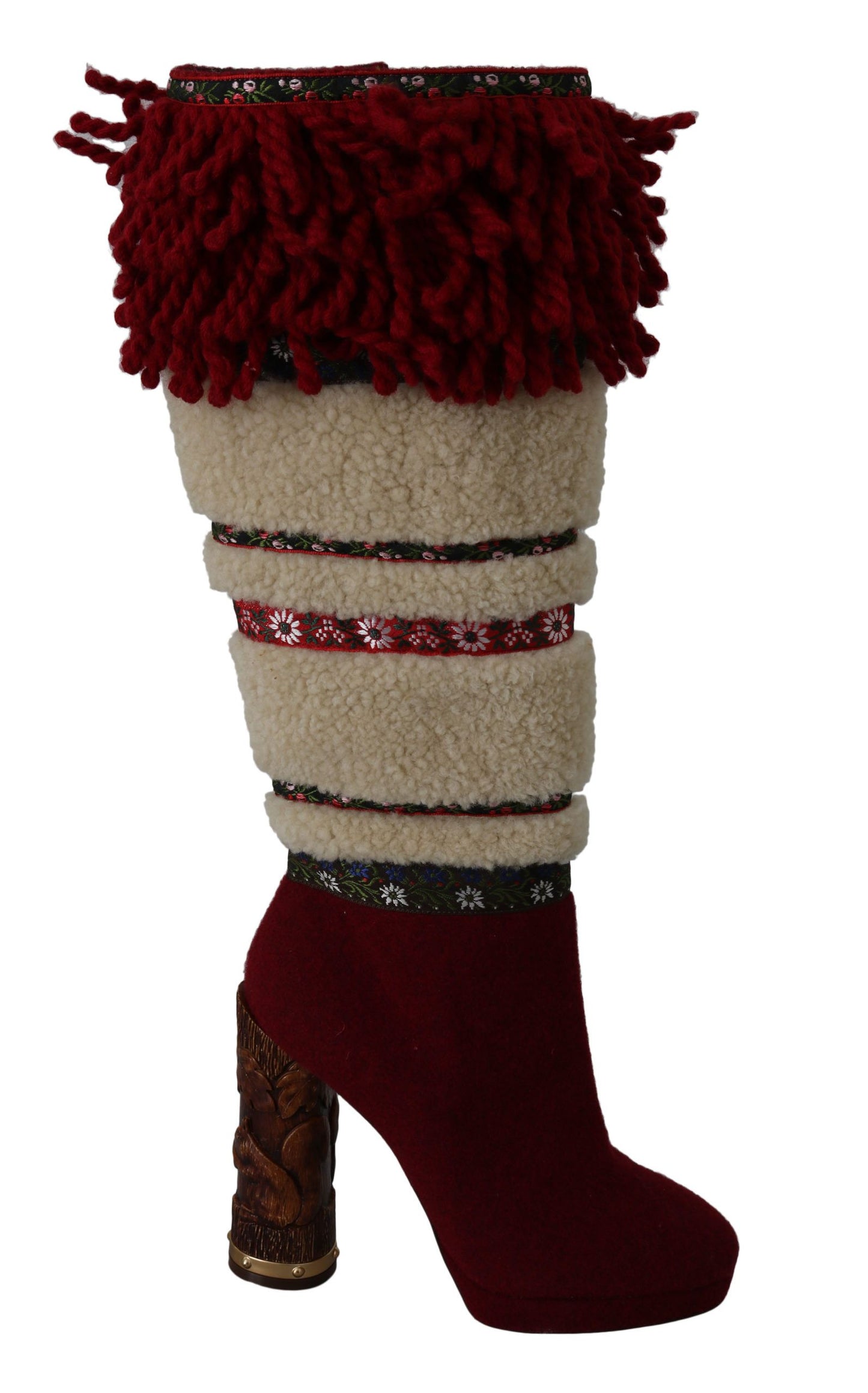 Dolce & Gabbana Chic Multicolor Shearling High Heel Boots