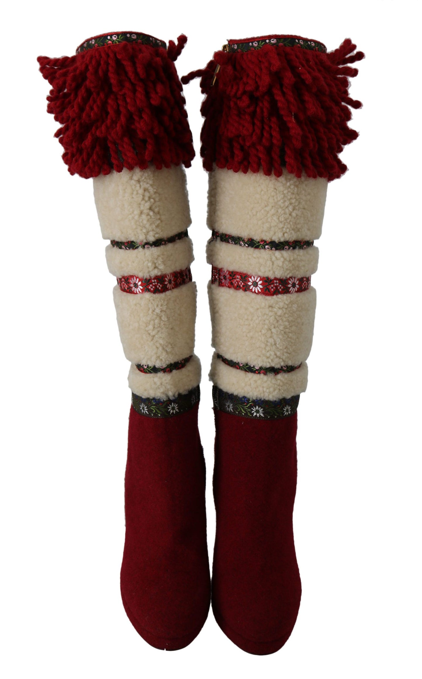 Dolce & Gabbana Chic Multicolor Shearling High Heel Boots