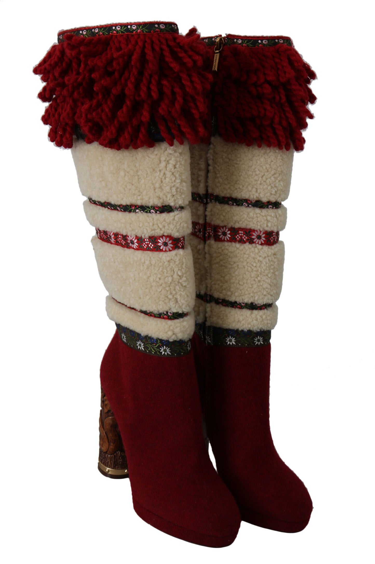 Dolce & Gabbana Chic Multicolor Shearling High Heel Boots