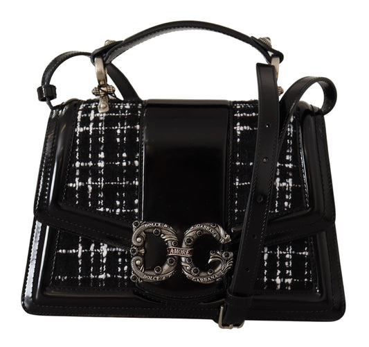 Dolce & Gabbana Elegant Monochrome Shoulder Purse with Pearl Detail