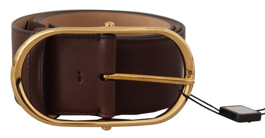 Dolce & Gabbana Chic Dark Brown Leather Statement Belt