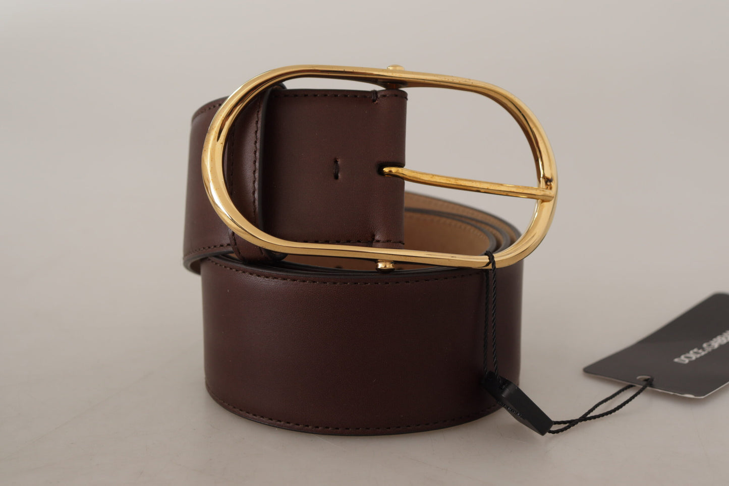 Dolce & Gabbana Chic Dark Brown Leather Statement Belt