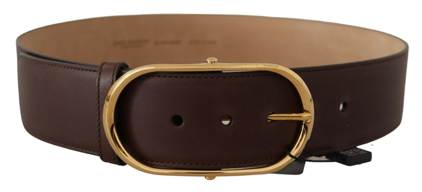 Dolce & Gabbana Chic Dark Brown Leather Statement Belt