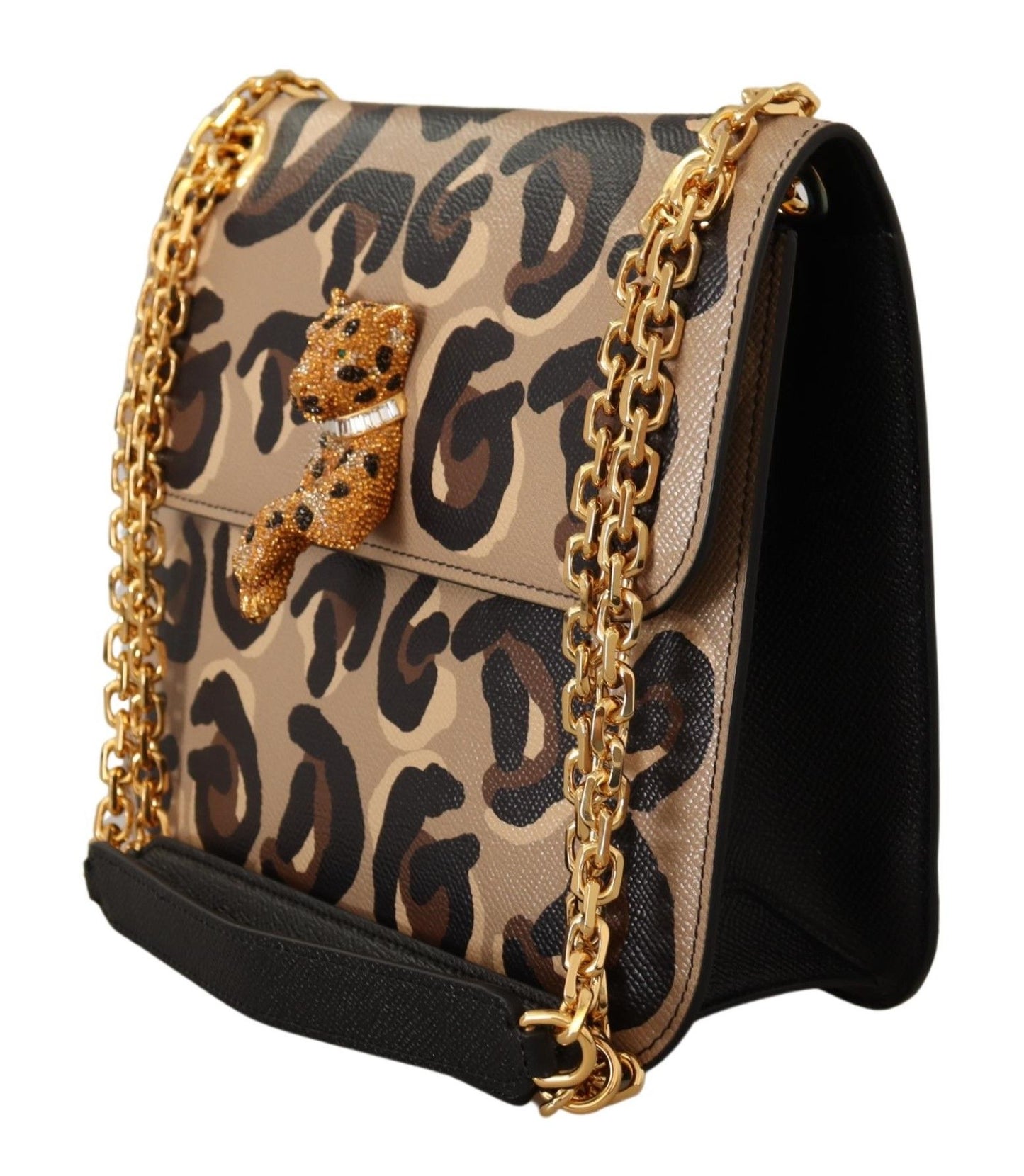 Dolce & Gabbana Elegant Leopard Print Leather Evening Bag