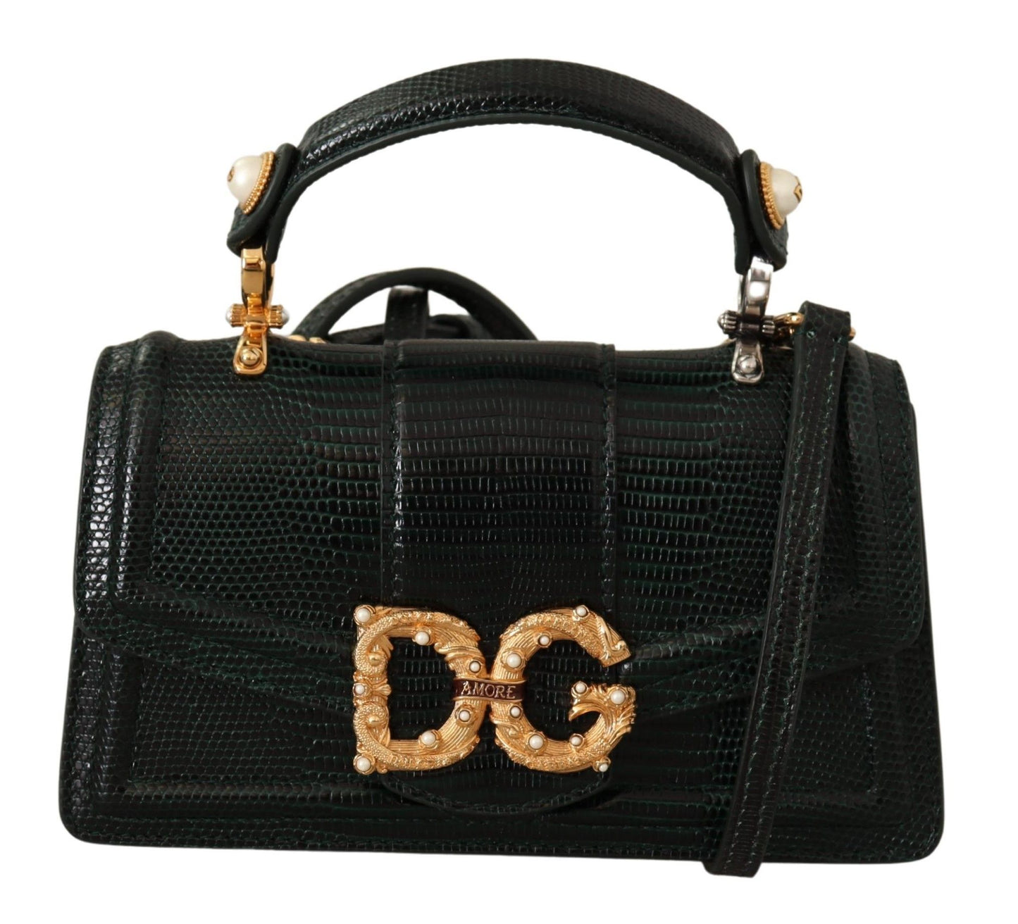 Dolce & Gabbana Chic Green Amore Leather Shoulder Bag