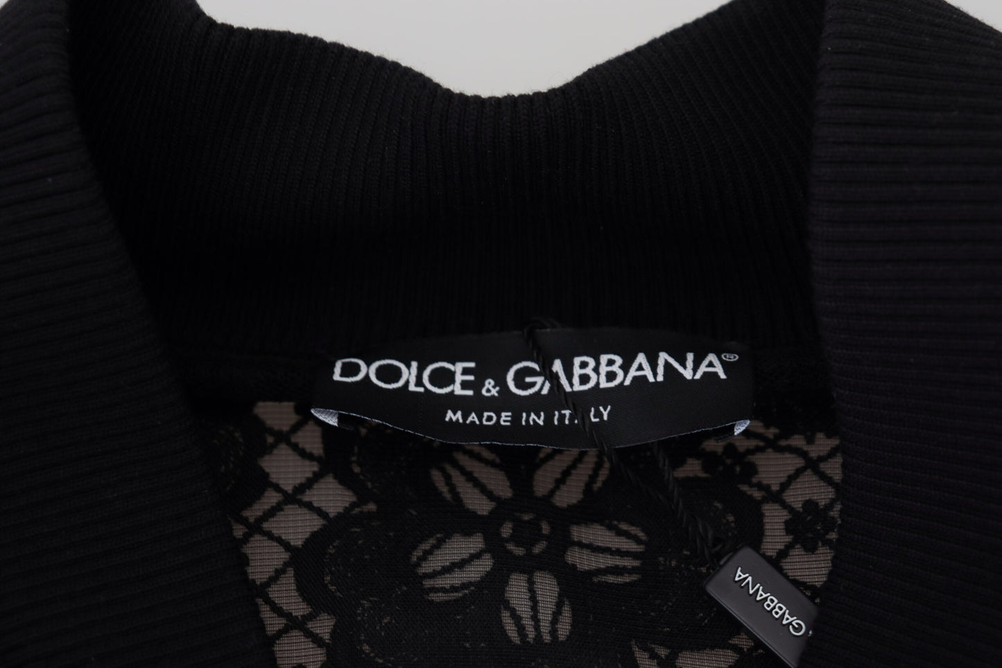 Dolce & Gabbana Black Floral Lace Bomber Jacket