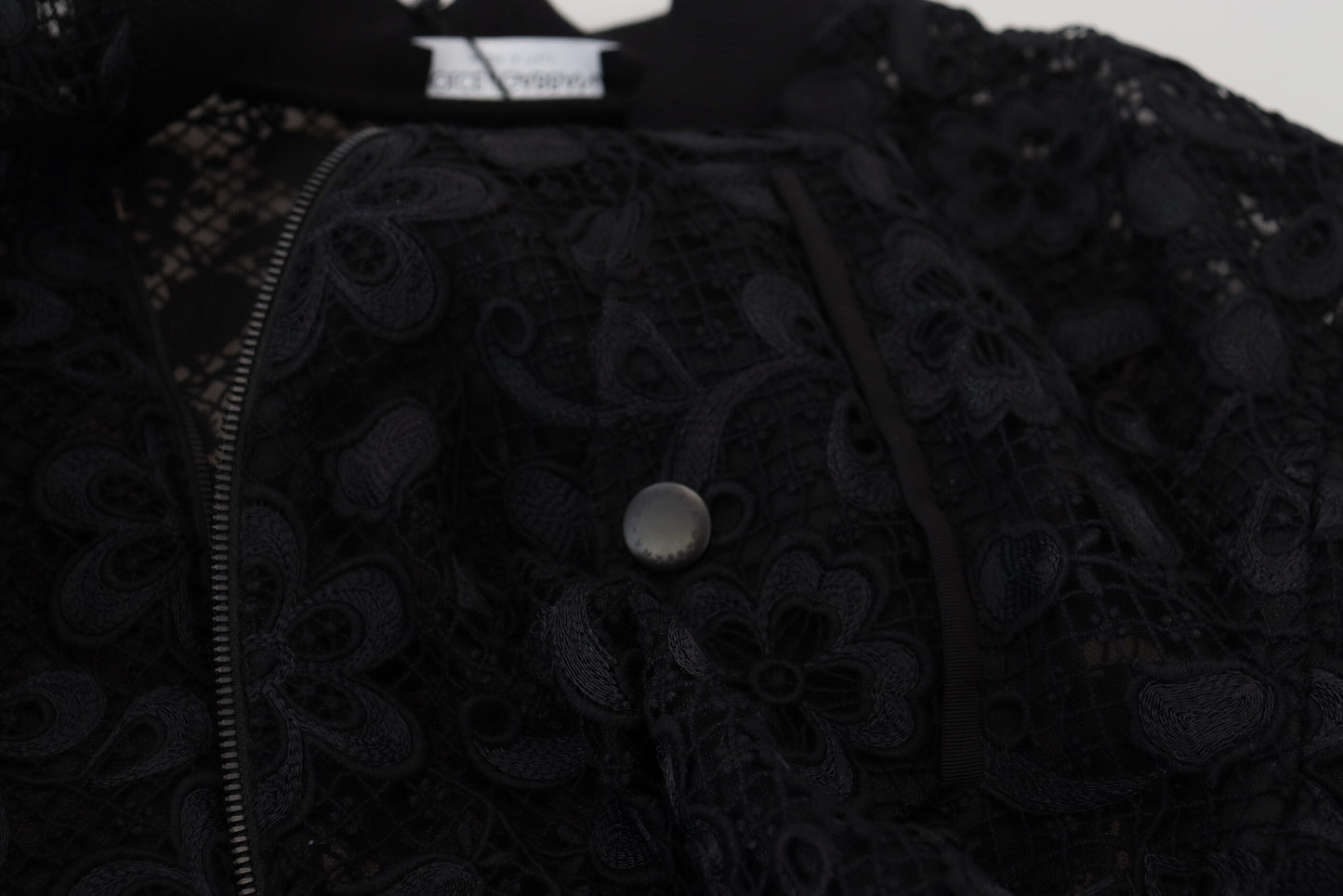 Dolce & Gabbana Black Floral Lace Bomber Jacket