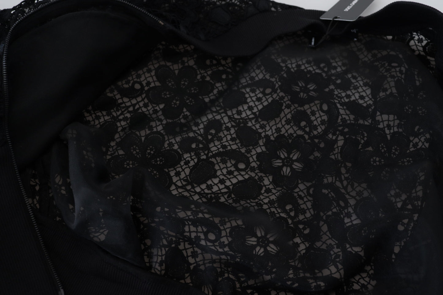 Dolce & Gabbana Black Floral Lace Bomber Jacket