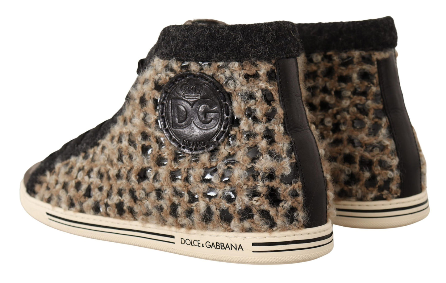 Dolce & Gabbana Beige High Top Cotton-Wool Sneakers