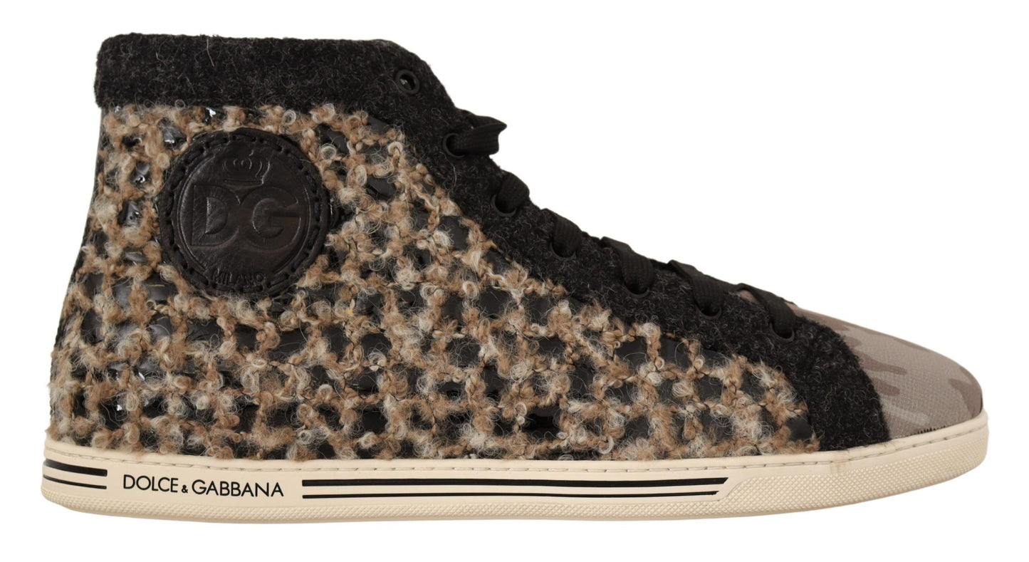 Dolce & Gabbana Beige High Top Cotton-Wool Sneakers