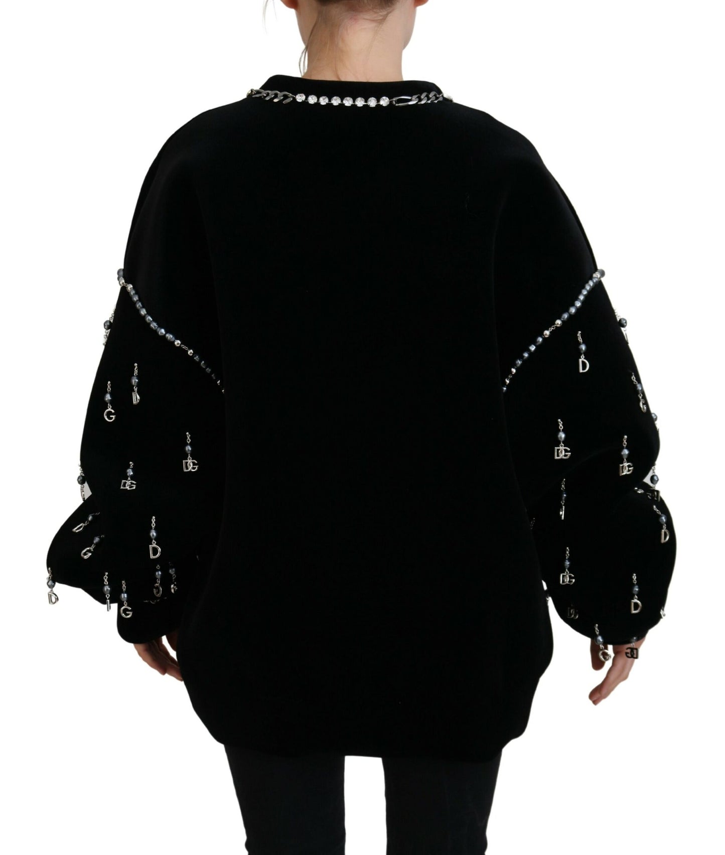 Dolce & Gabbana Elegant Crystal Embellished Black Pullover