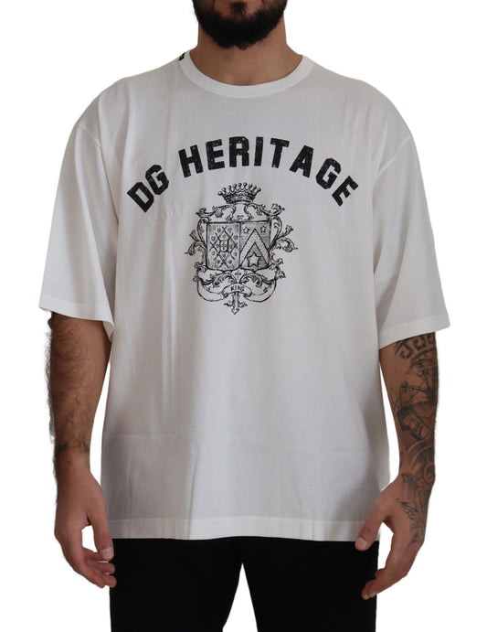 Dolce & Gabbana Elegant White Cotton Tee with Logo Print