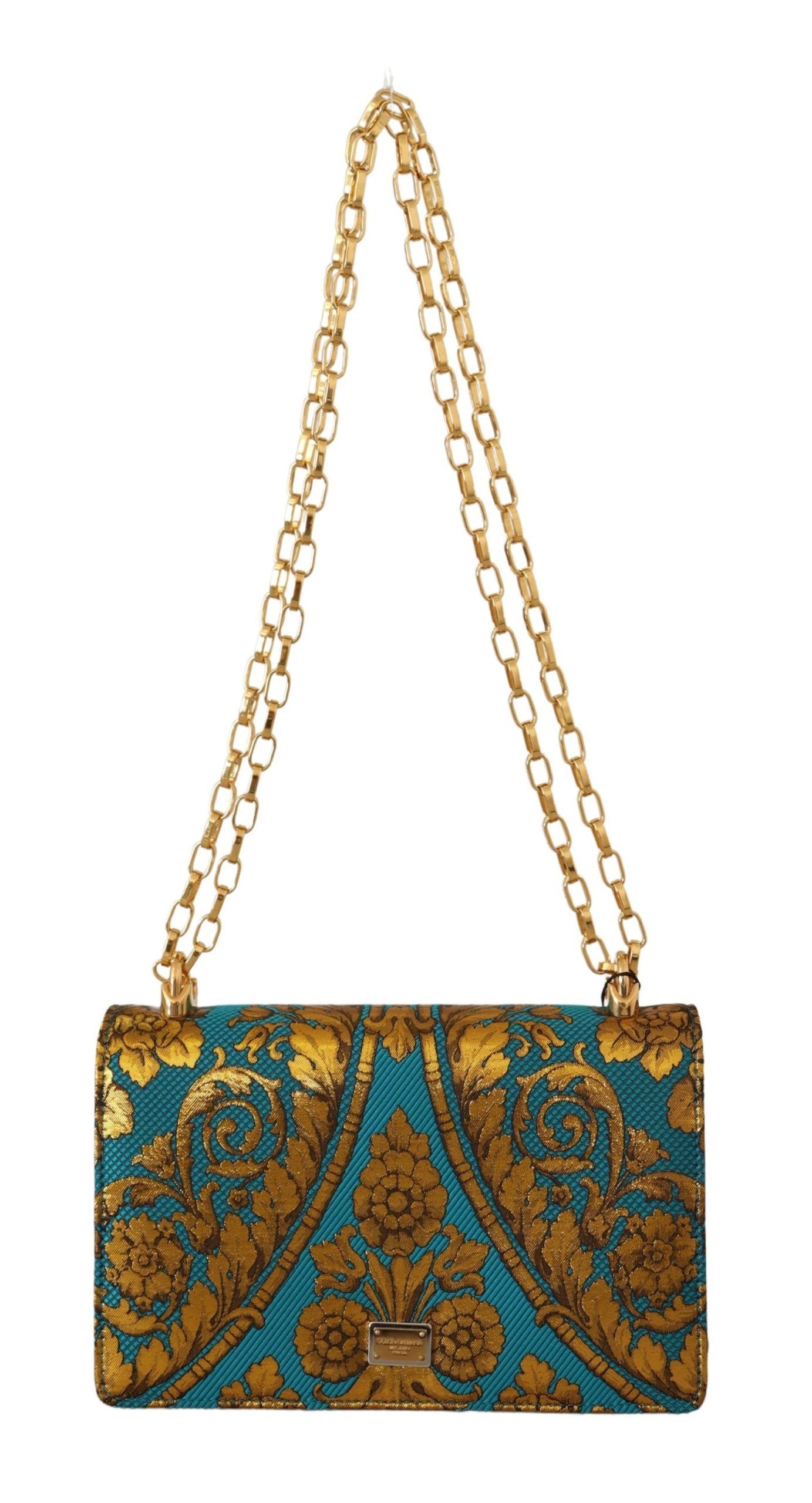 Dolce & Gabbana Elegant Gold Baroque Clutch with Chain Strap