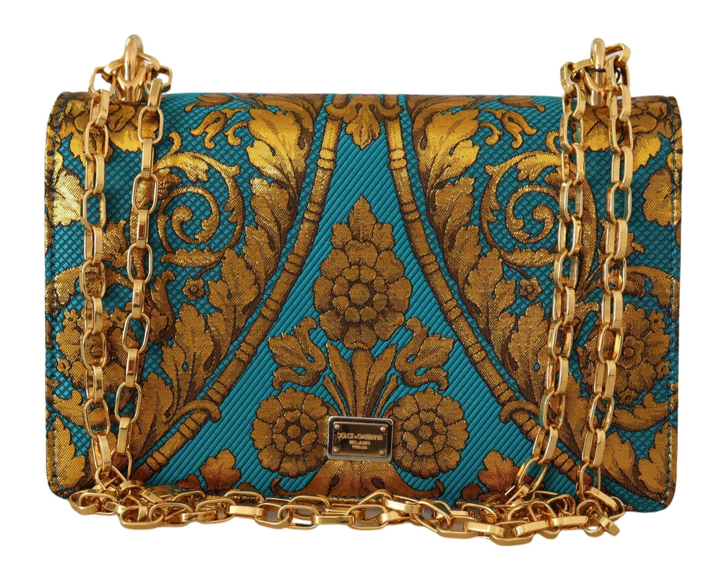 Dolce & Gabbana Elegant Gold Baroque Clutch with Chain Strap