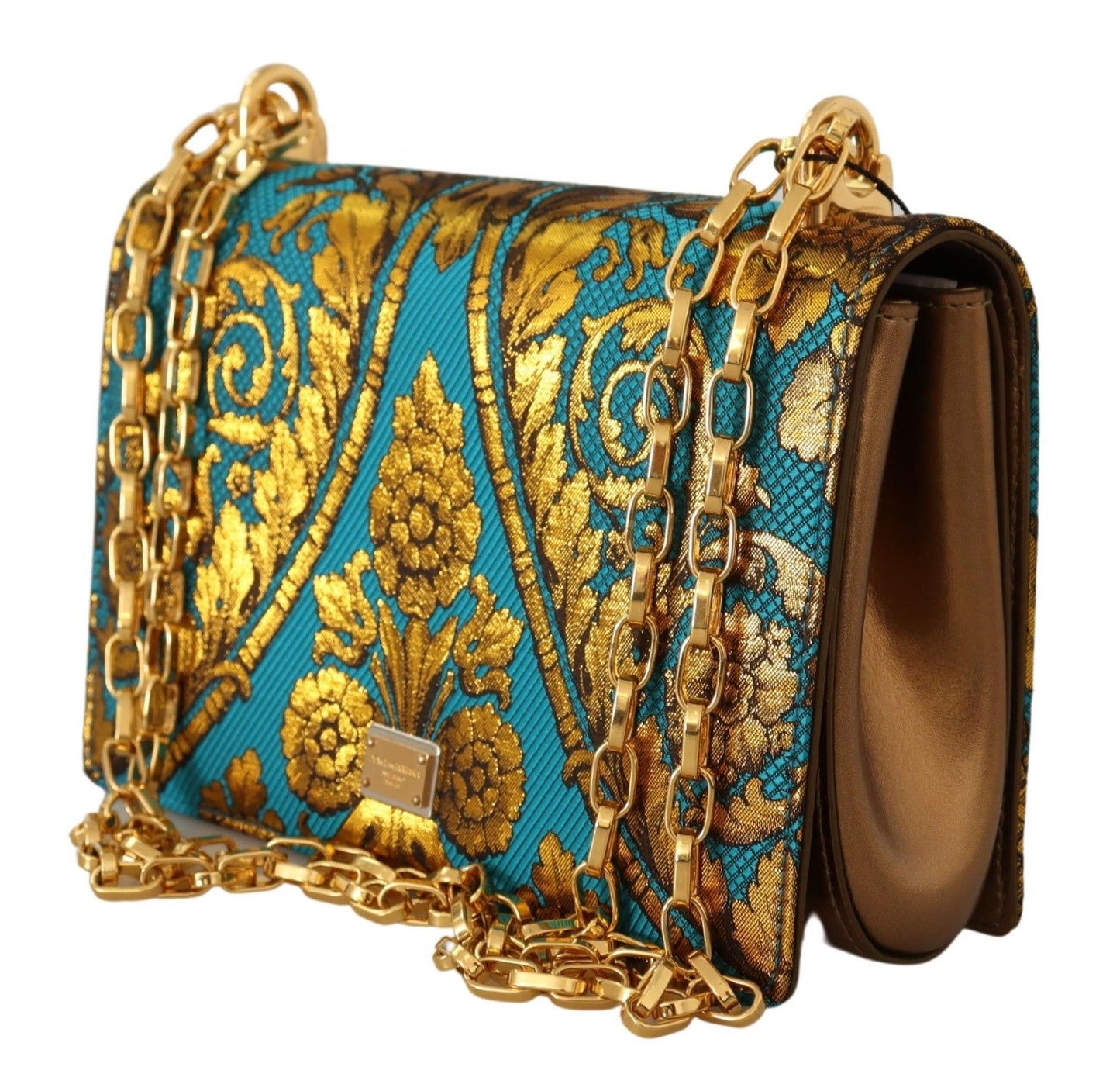 Dolce & Gabbana Elegant Gold Baroque Clutch with Chain Strap