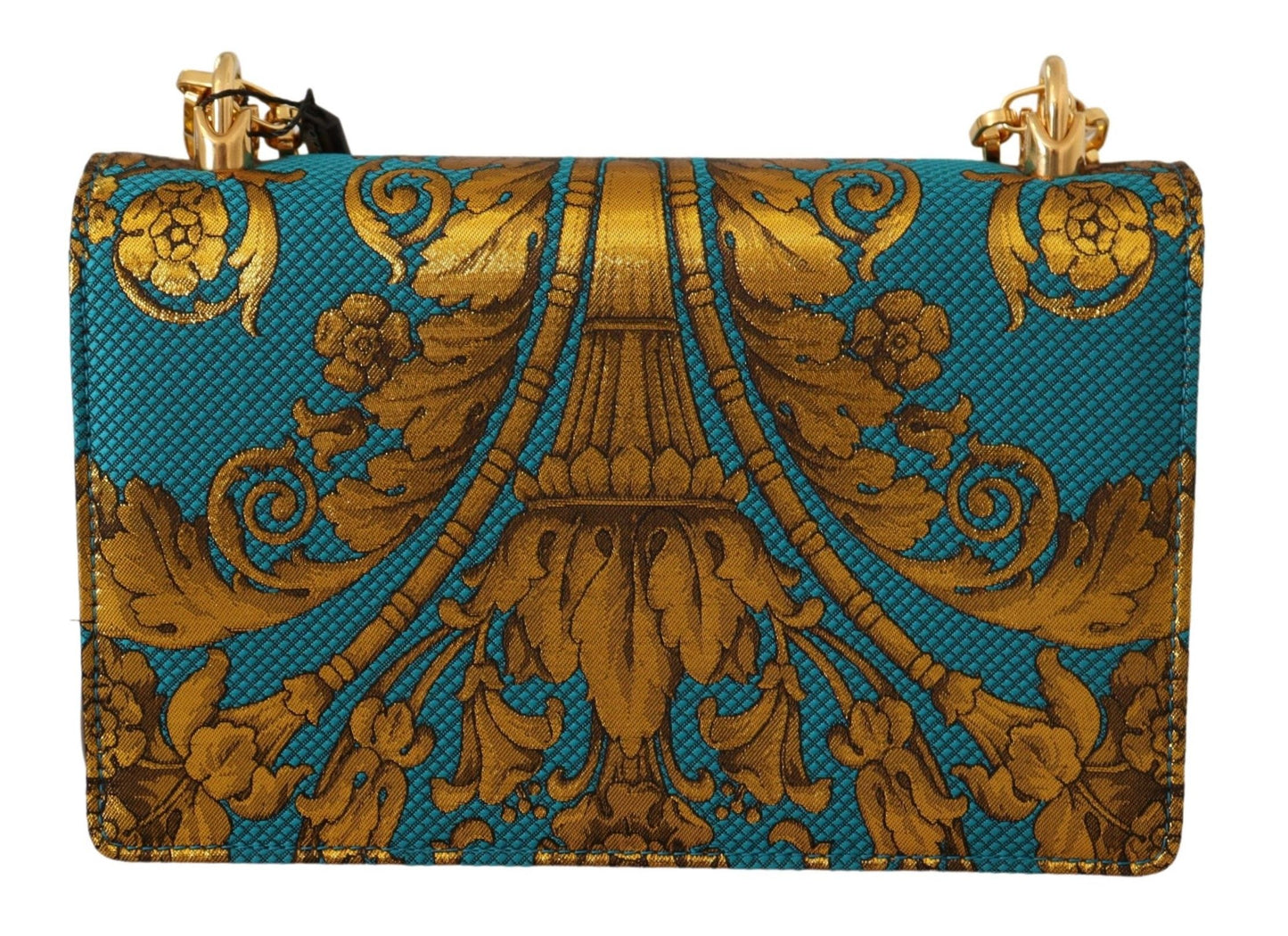 Dolce & Gabbana Elegant Gold Baroque Clutch with Chain Strap