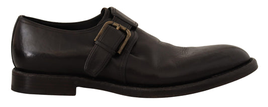 Dolce & Gabbana Elegant Black Leather Monk Strap Formal Shoes