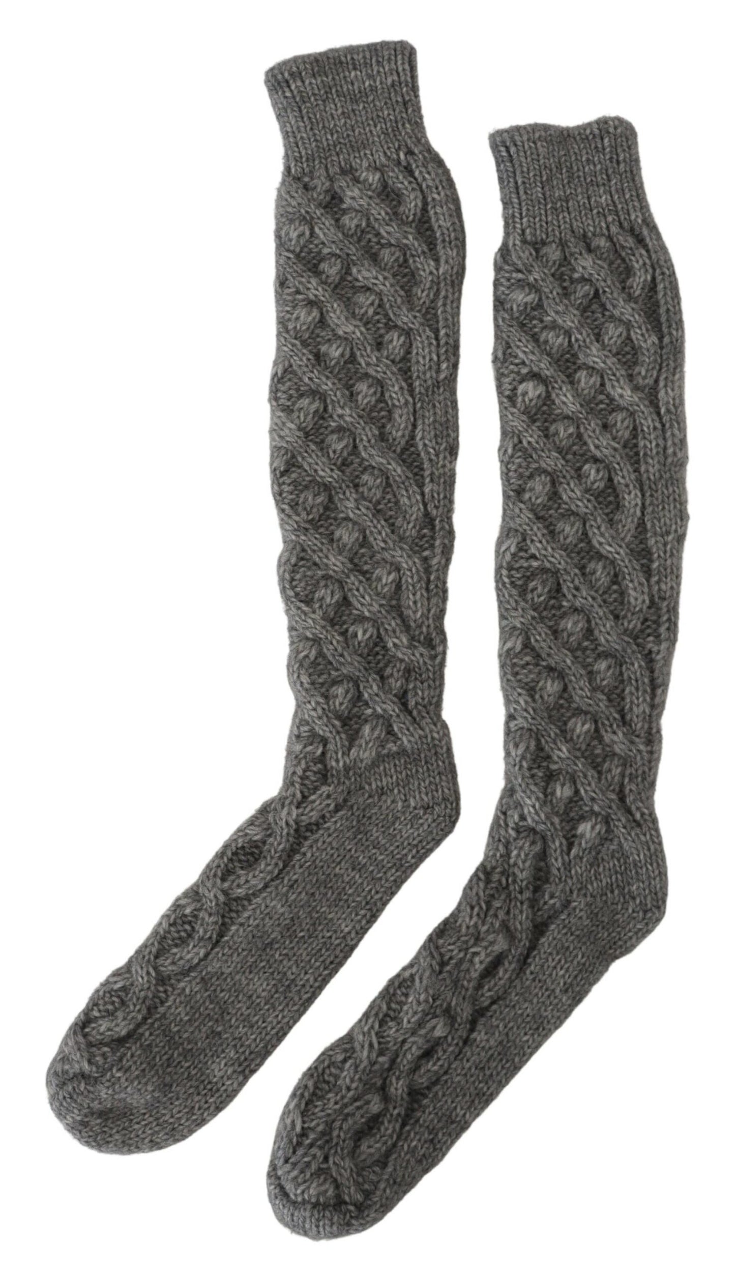 Dolce & Gabbana Chic Grey Wool Blend Calf Socks