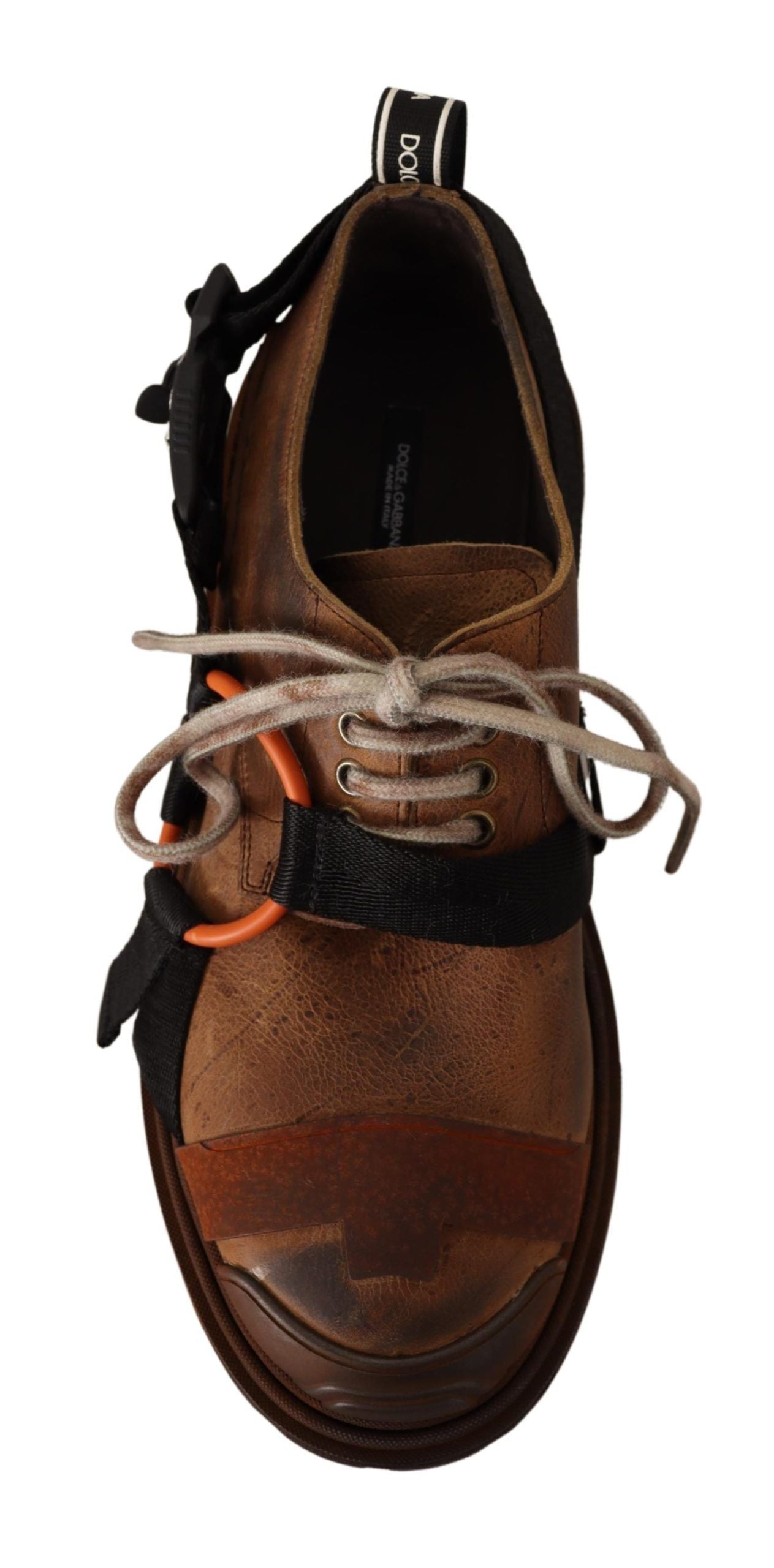 Dolce & Gabbana Elegant Brown Leather Casual Sneakers