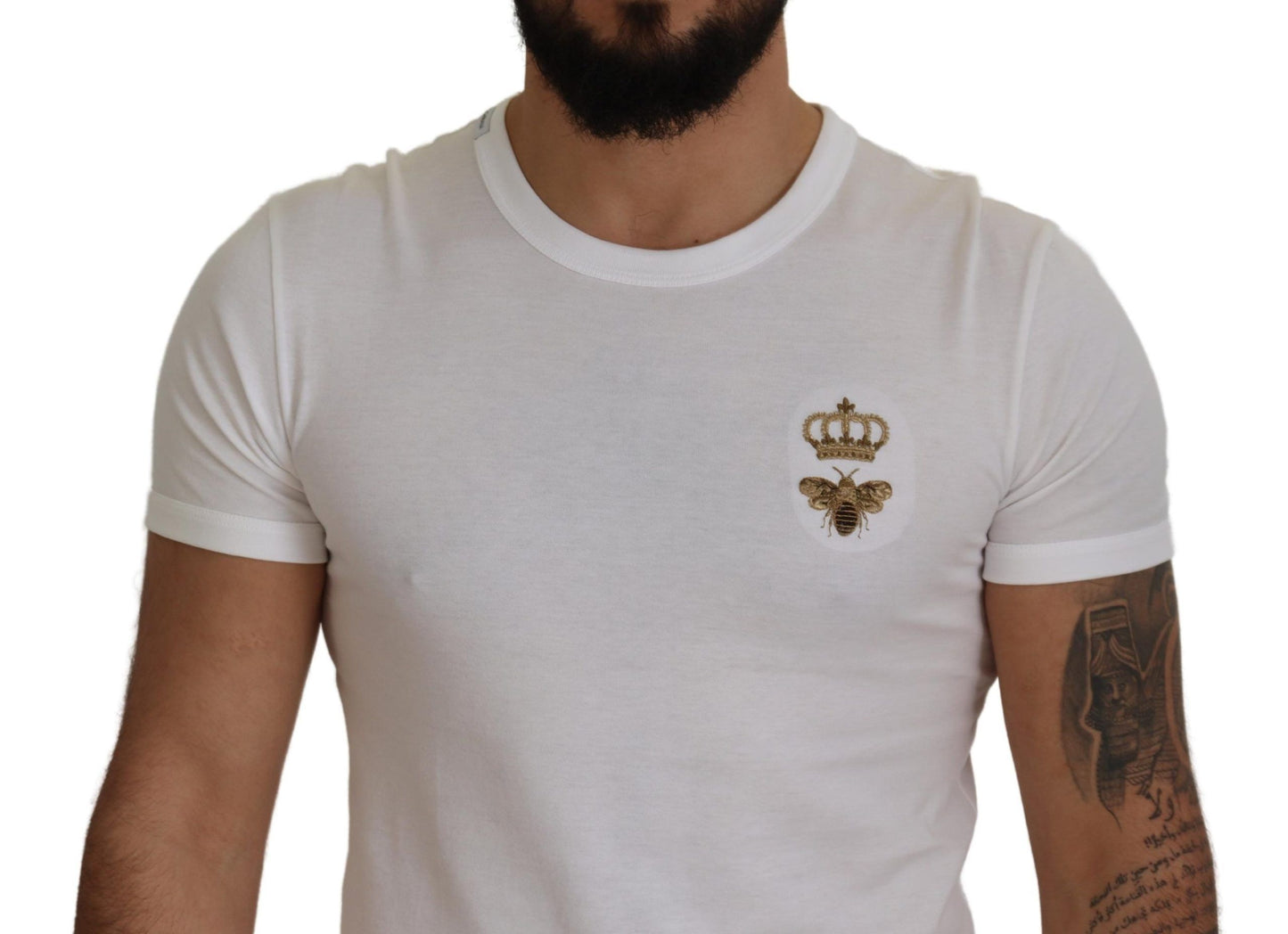 Dolce & Gabbana Regal Bee Embroidered Cotton Tee