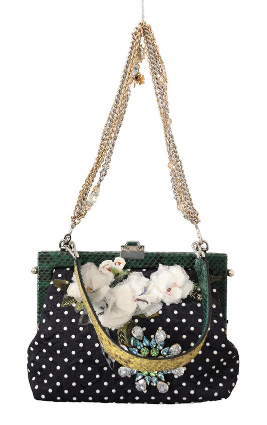 Dolce & Gabbana Elegant Floral & Polka Dot Evening Clutch