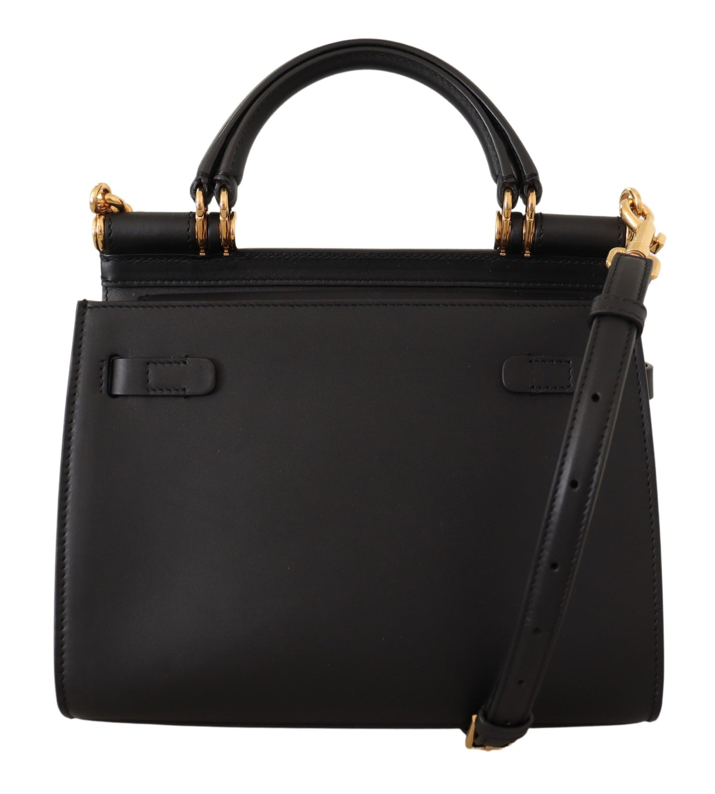 Dolce & Gabbana Elegant Black Leather Sicily Shoulder Bag