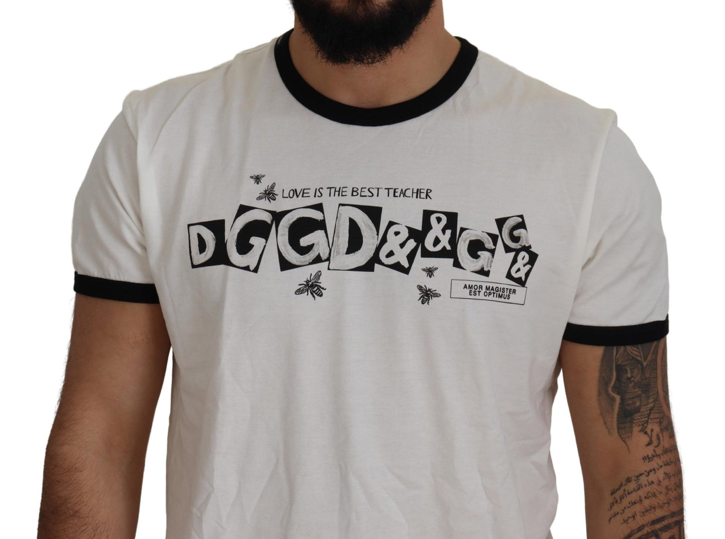 Dolce & Gabbana White Cotton Logo Tee with Italian Flair