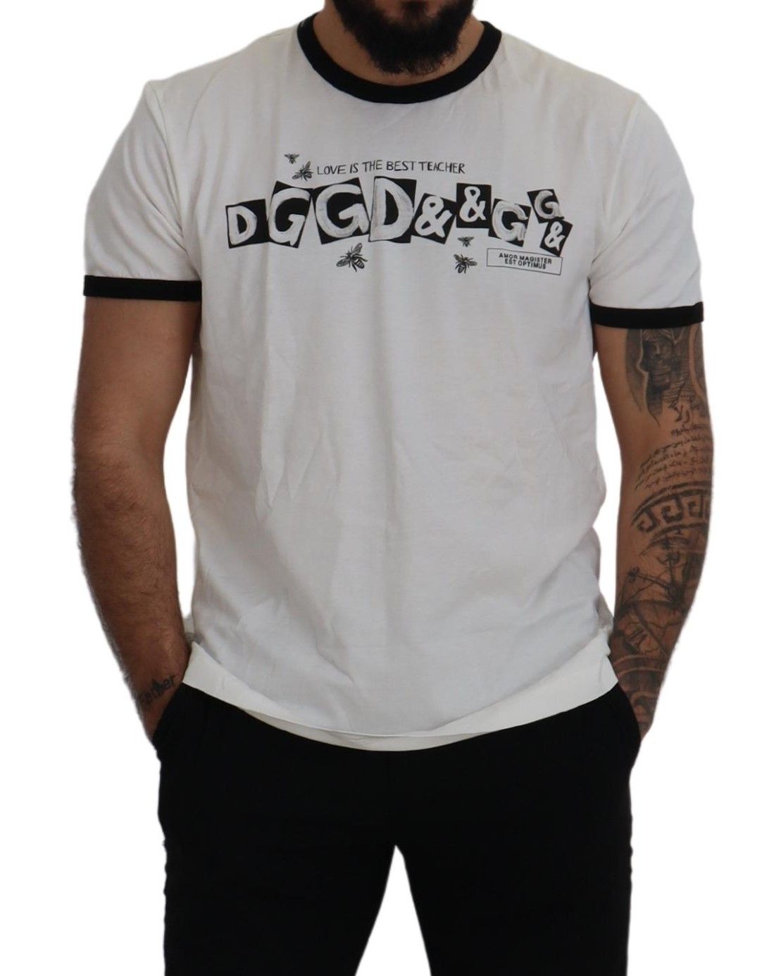 Dolce & Gabbana White Cotton Logo Tee with Italian Flair