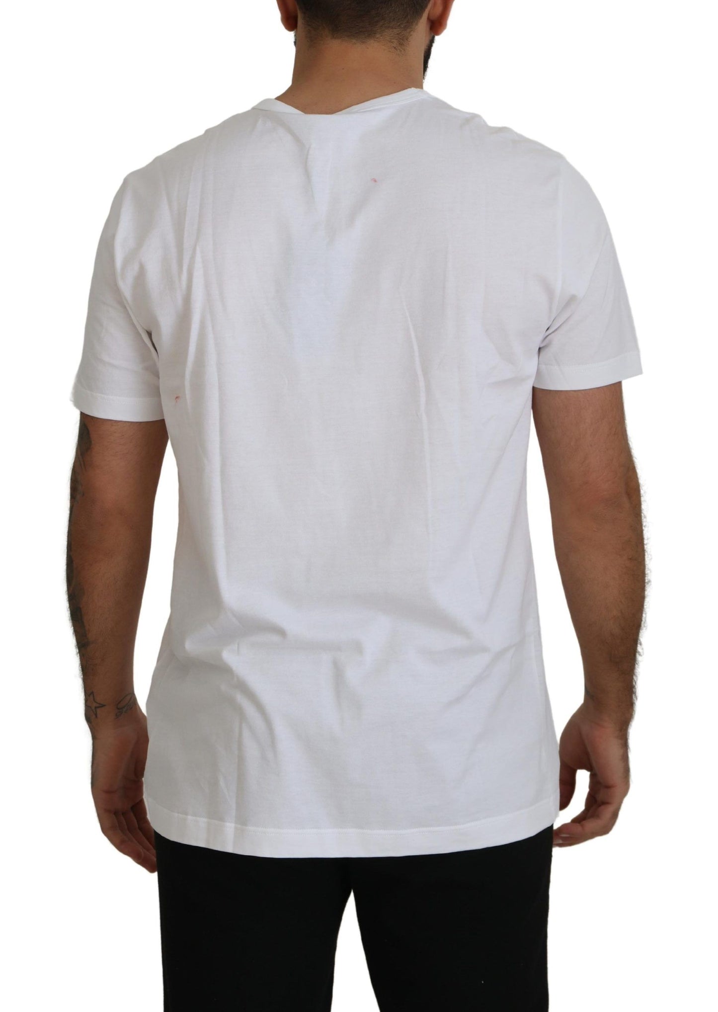 Dolce & Gabbana Elegant White Silk Crest Polo T-Shirt