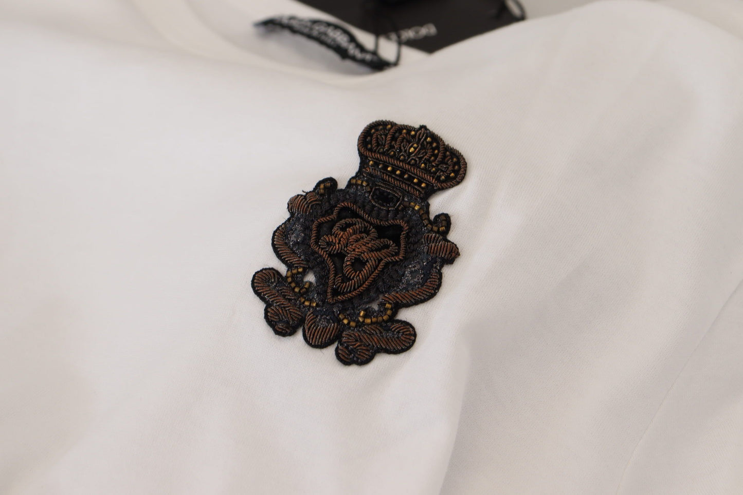 Dolce & Gabbana Elegant White Silk Crest Polo T-Shirt