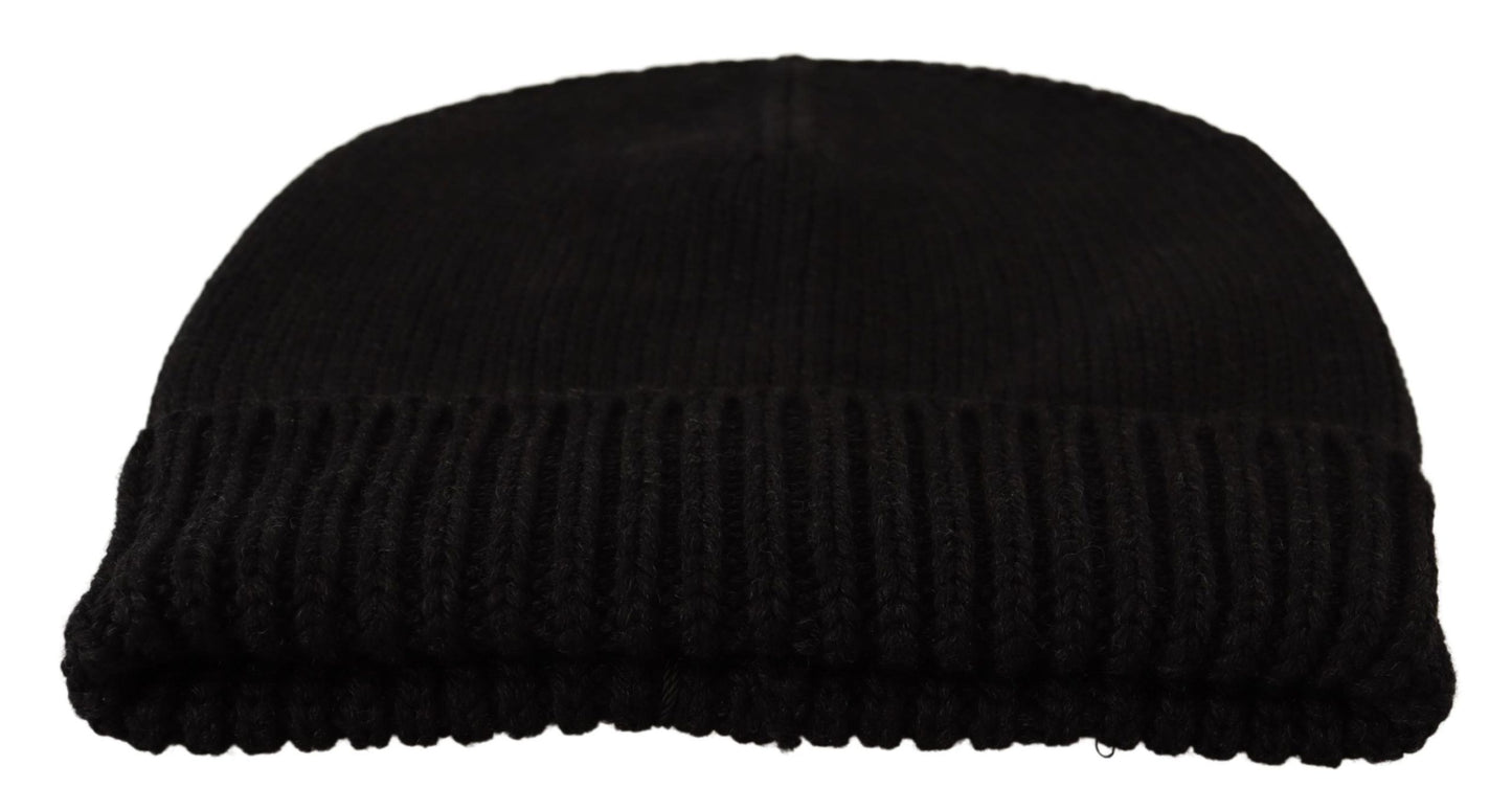 Dolce & Gabbana Elegant Dark Gray Virgin Wool Beanie