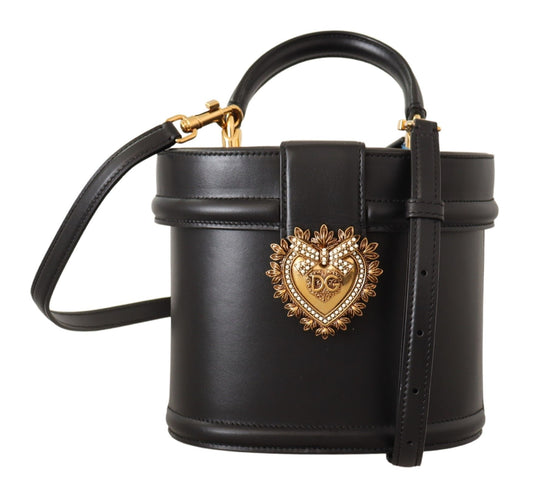 Dolce & Gabbana Elegant Black Leather Devotion Shoulder Bag