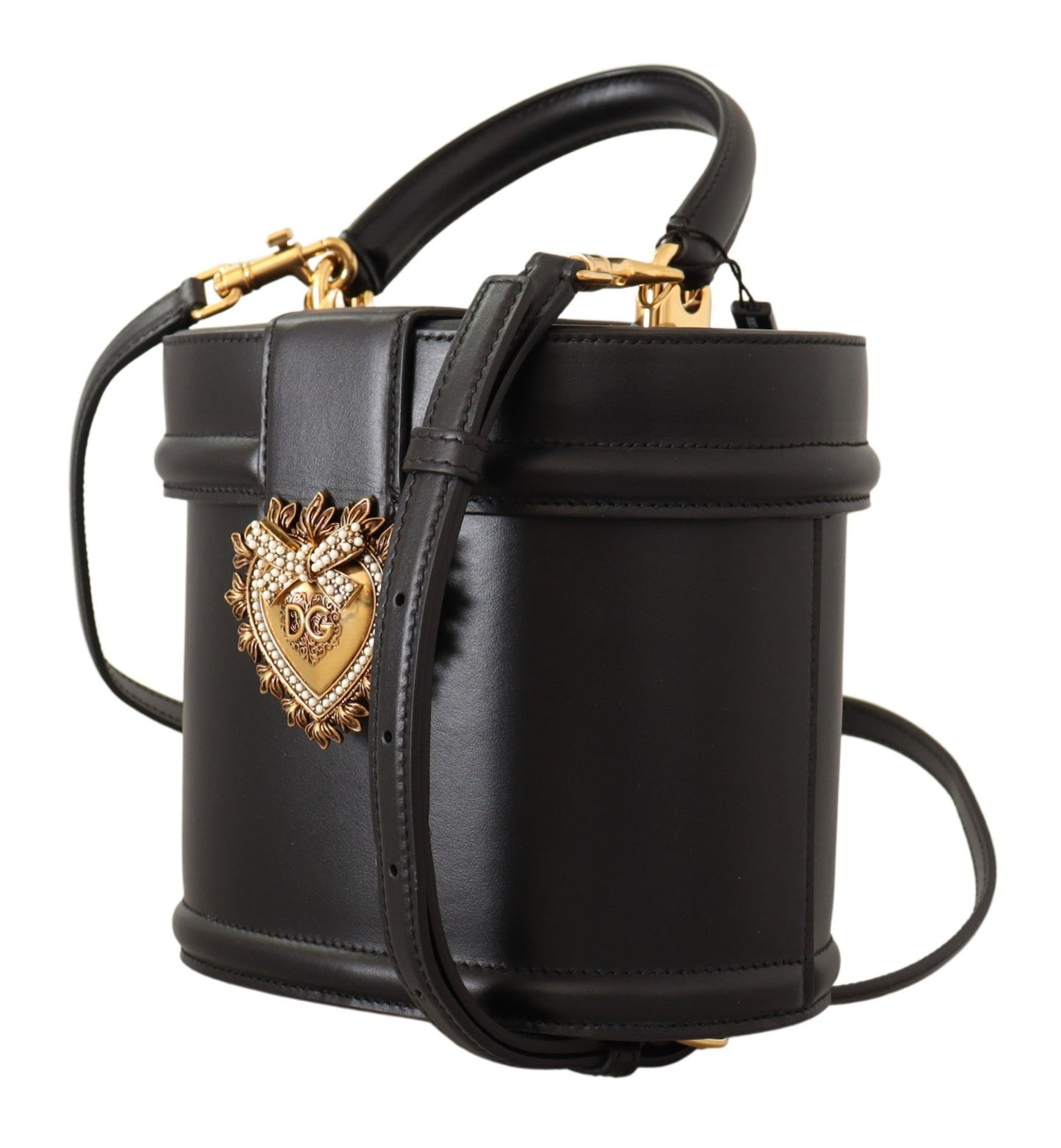 Dolce & Gabbana Elegant Black Leather Devotion Shoulder Bag