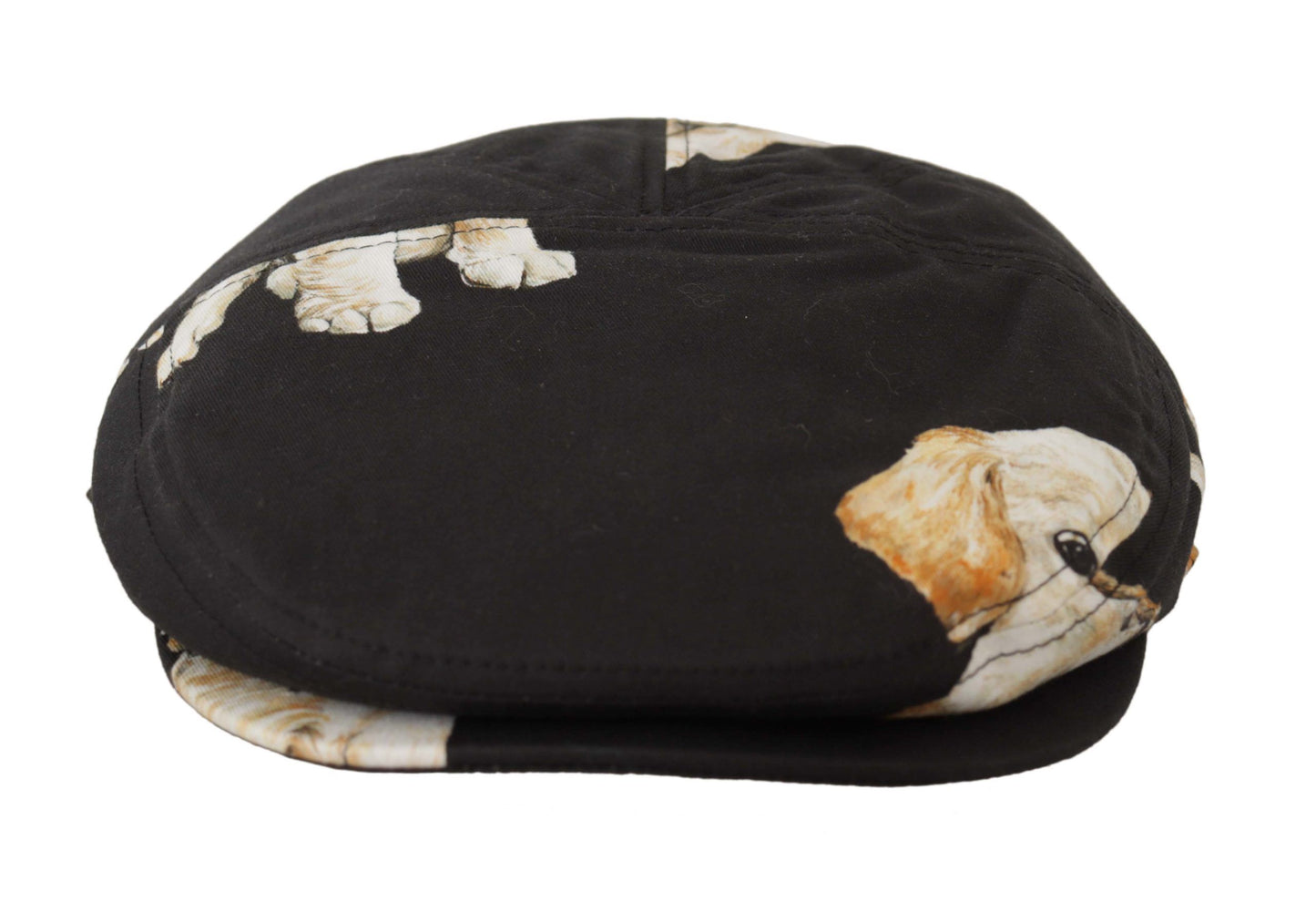 Dolce & Gabbana Black Dog Print Newsboy Men Capello Cotton Hat