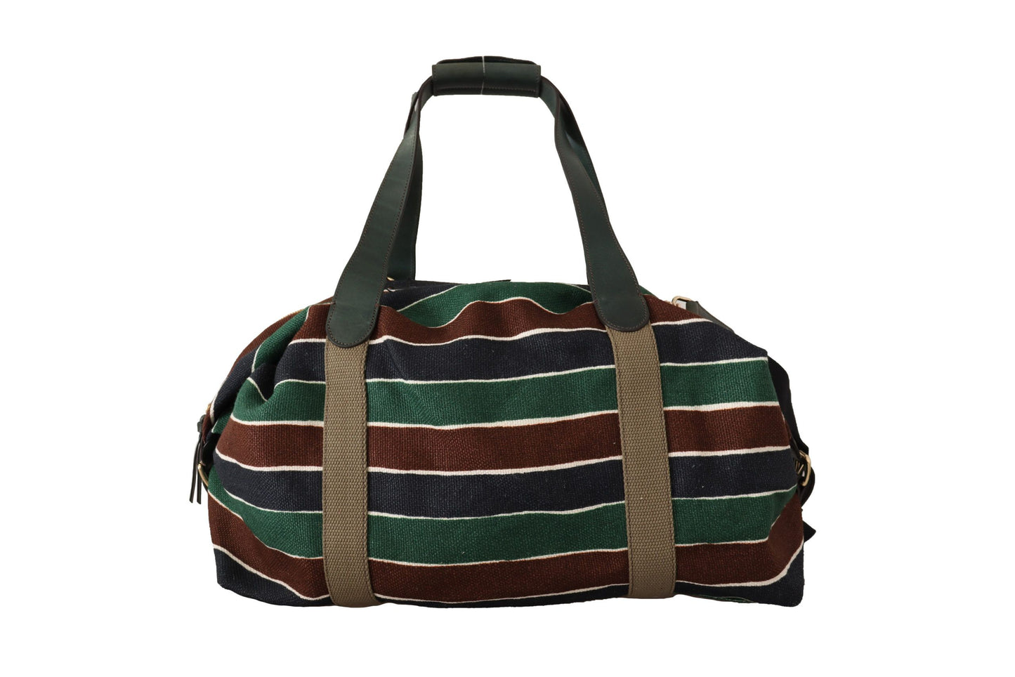 Dolce & Gabbana Sophisticated Striped Linen-Leather Travel Bag