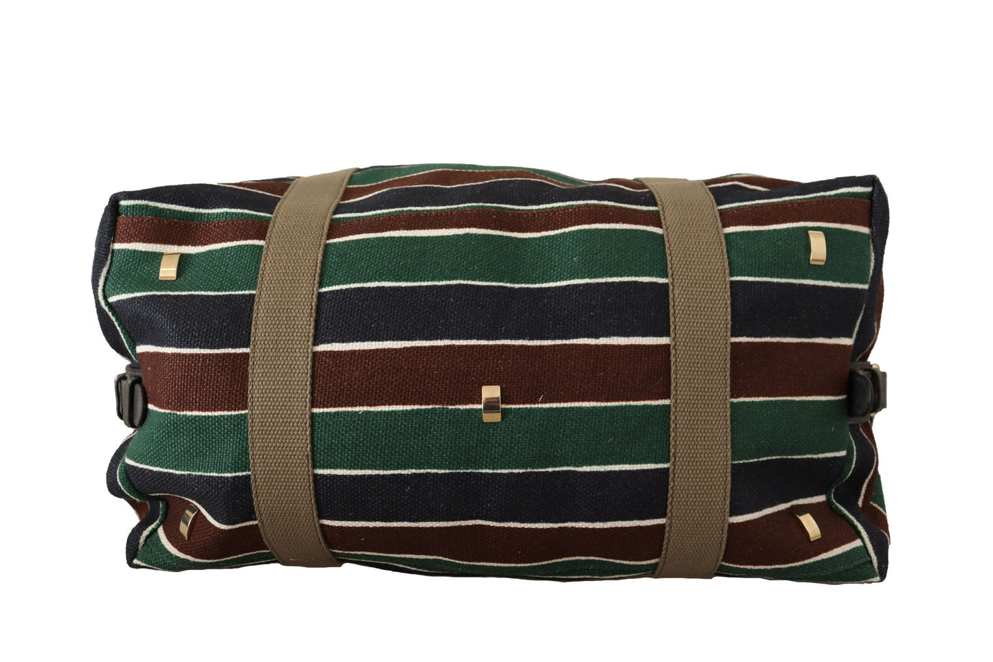 Dolce & Gabbana Sophisticated Striped Linen-Leather Travel Bag