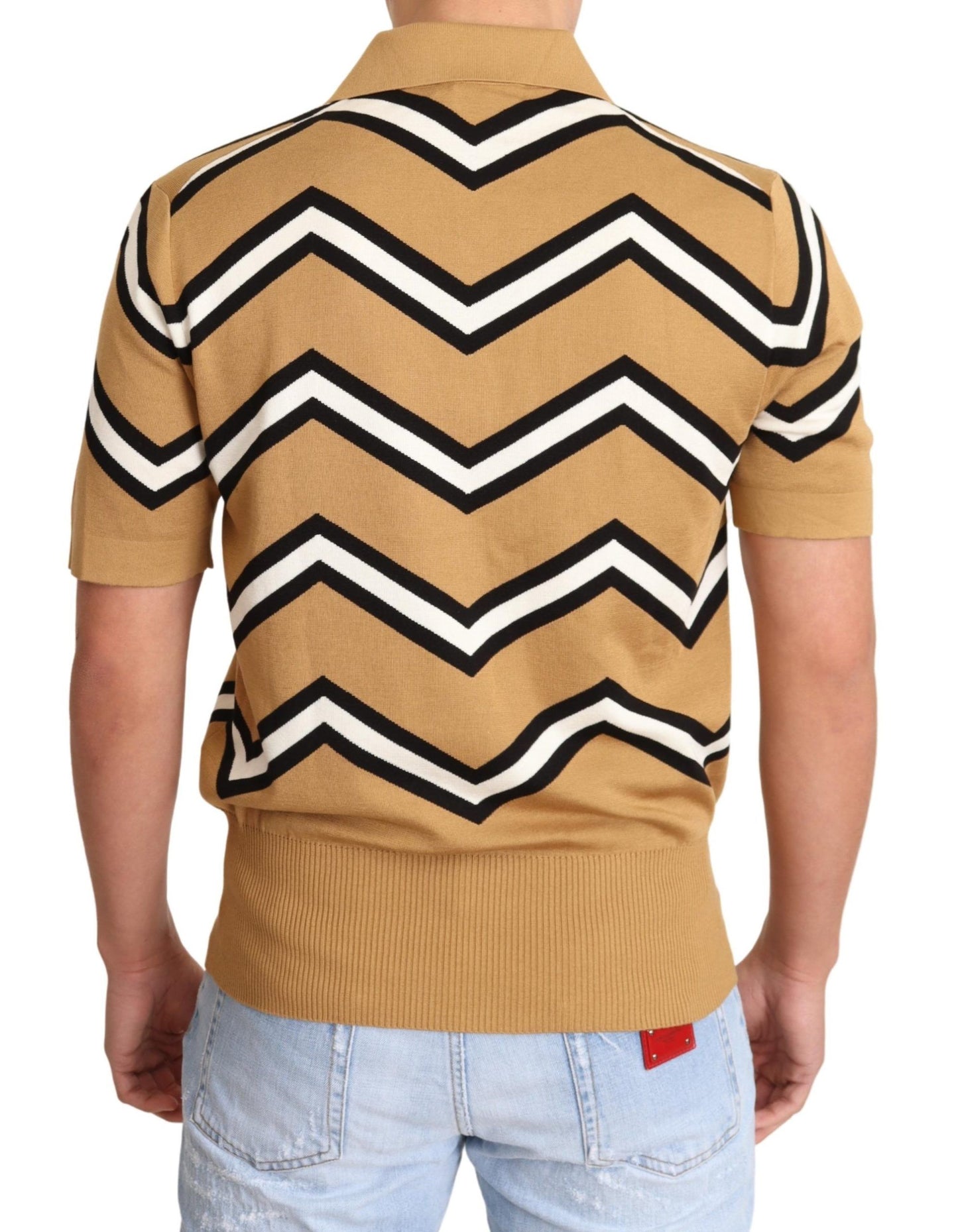 Dolce & Gabbana Silk Beige Polo T-Shirt - Italian Luxury Fashion