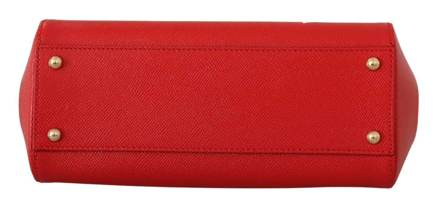 Dolce & Gabbana Elegant Red Sicily Leather Shoulder Bag