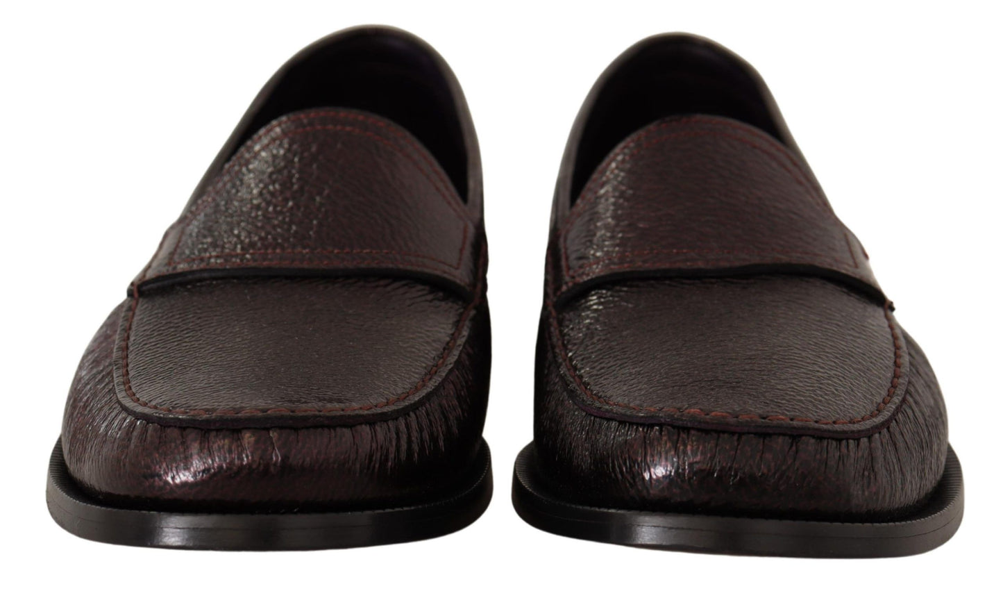 Dolce & Gabbana Elegant Bordeaux Leather Loafers