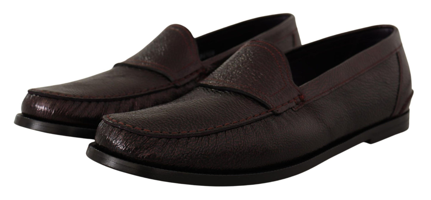 Dolce & Gabbana Elegant Bordeaux Leather Loafers