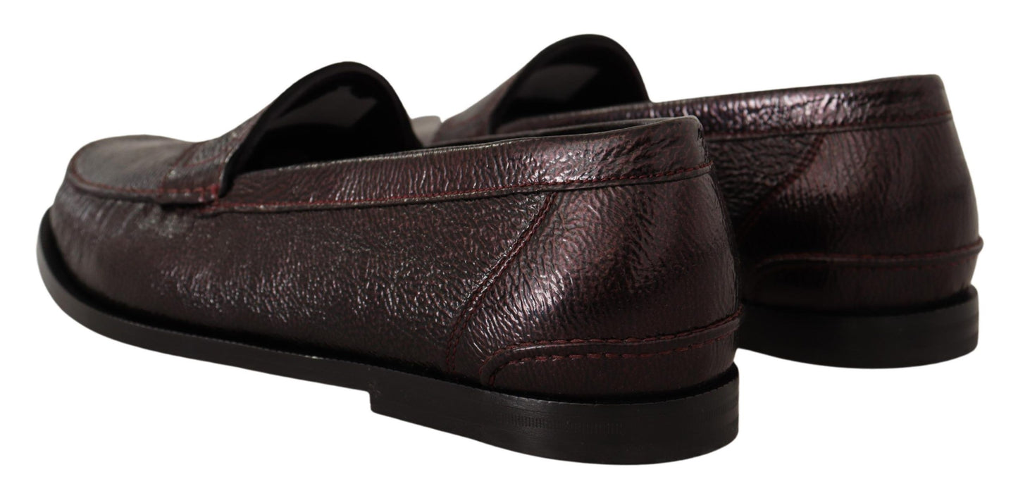 Dolce & Gabbana Elegant Bordeaux Leather Loafers