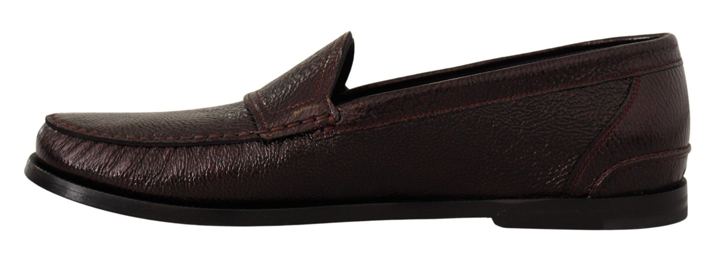 Dolce & Gabbana Elegant Bordeaux Leather Loafers