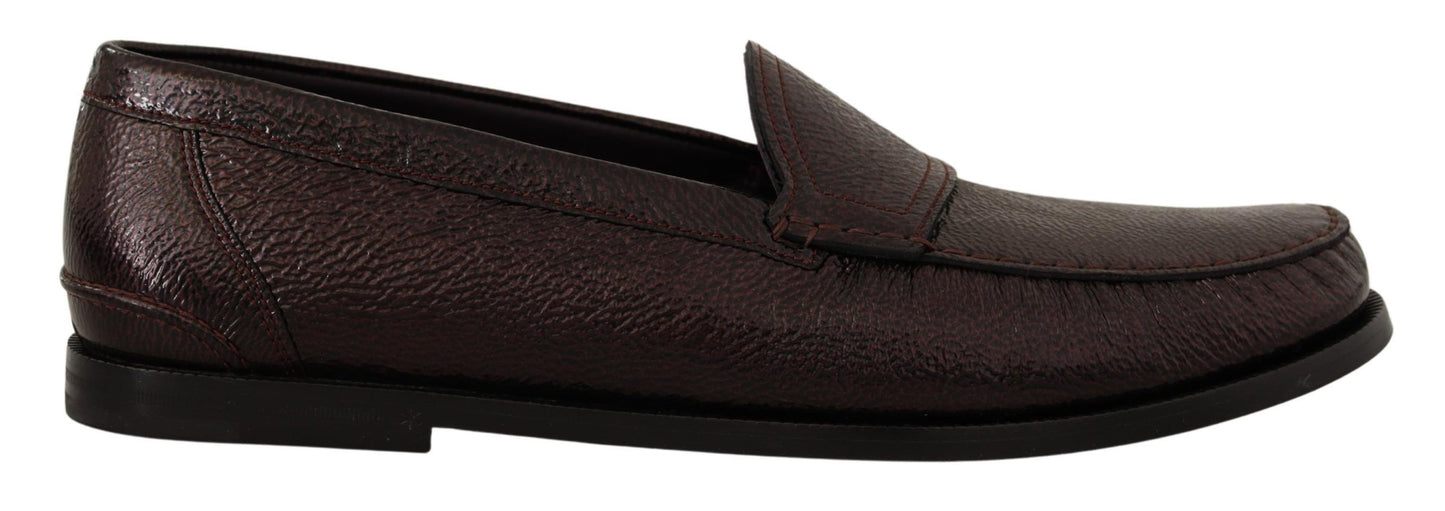 Dolce & Gabbana Elegant Bordeaux Leather Loafers