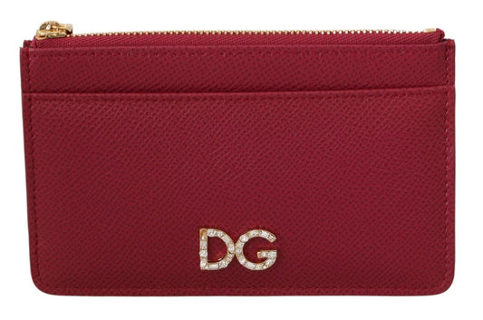 Dolce & Gabbana Chic Pink Leather Zippered Cardholder Wallet