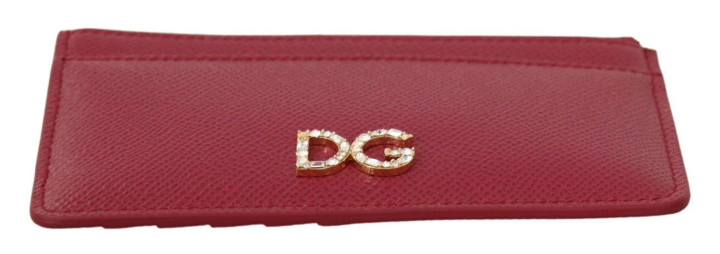 Dolce & Gabbana Chic Pink Leather Zippered Cardholder Wallet